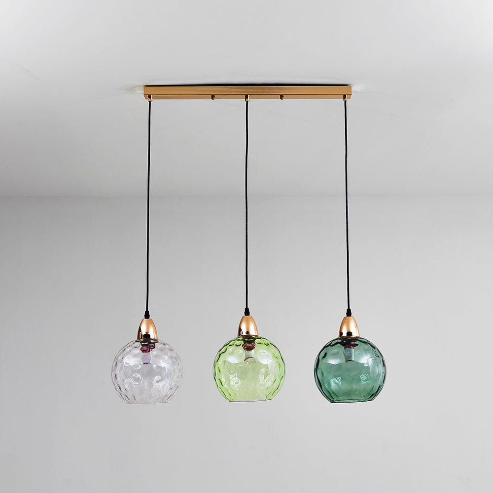 Valentina Suspension Boule Ondulation Nortique Métal/Verre Vert/Gris Salon - Neutralighting