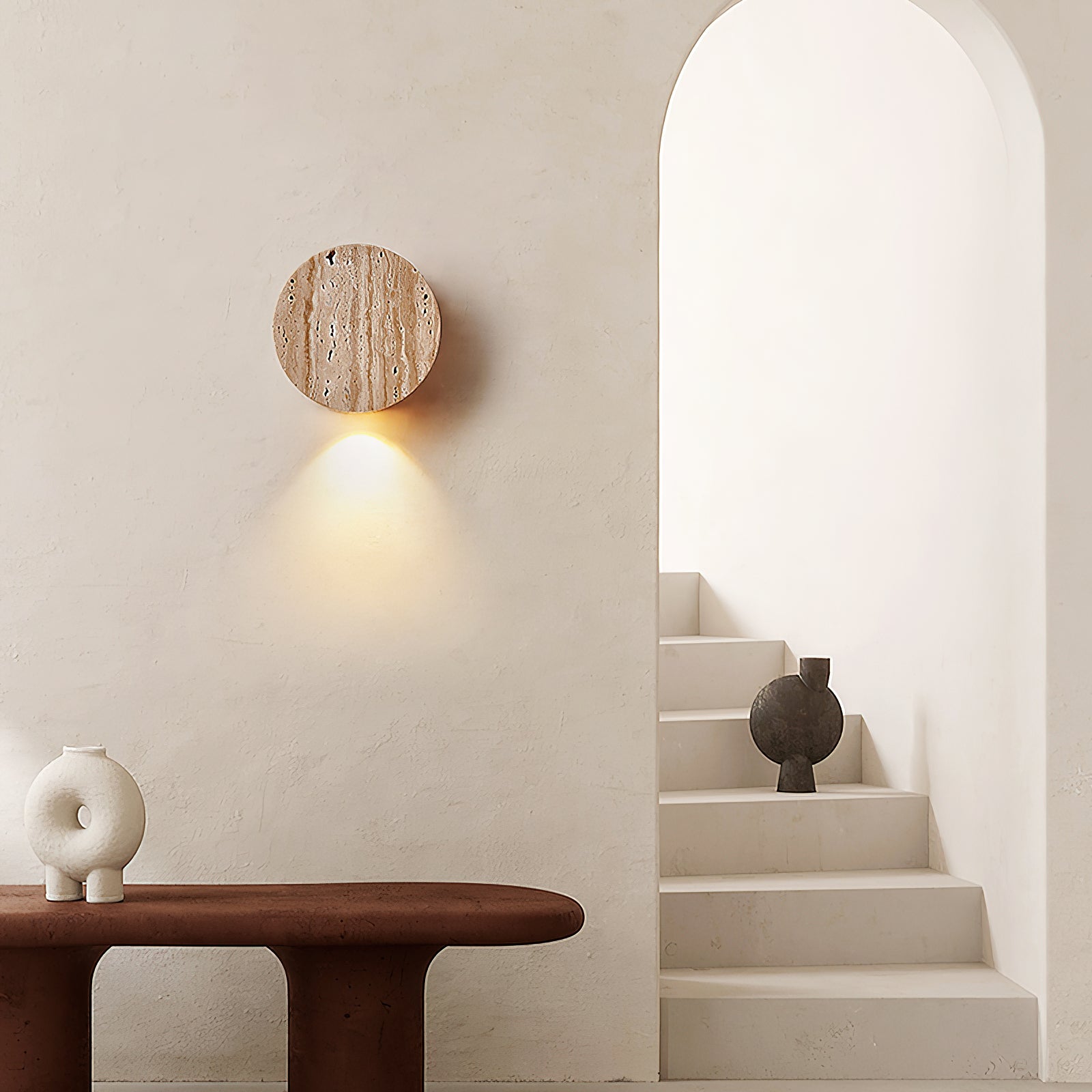 Izoren Classic Modern Minimalist Travertine Wall Lamp - Lamp Copper