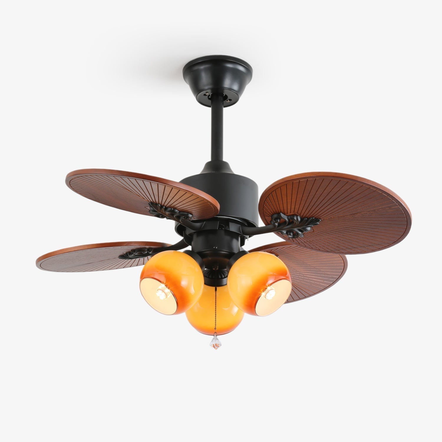 Ventilateur de plafond Solara Tropical en verre avec lumière, Modèle A (Diamètre 91cm)