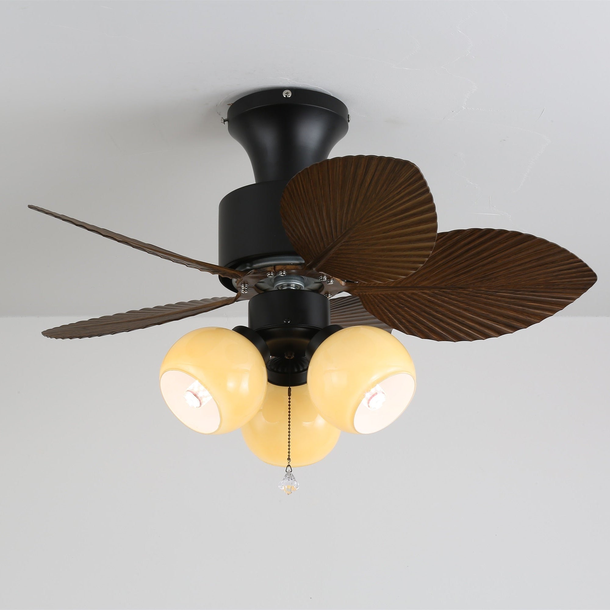 Marvella Plafonnier Ventilateur Vintage en Bois avec pales en mouvement