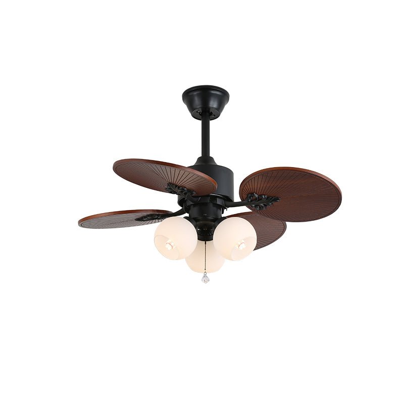 Ventilateur de plafond Solara Tropical avec lumière, finition grain de bois de noyer