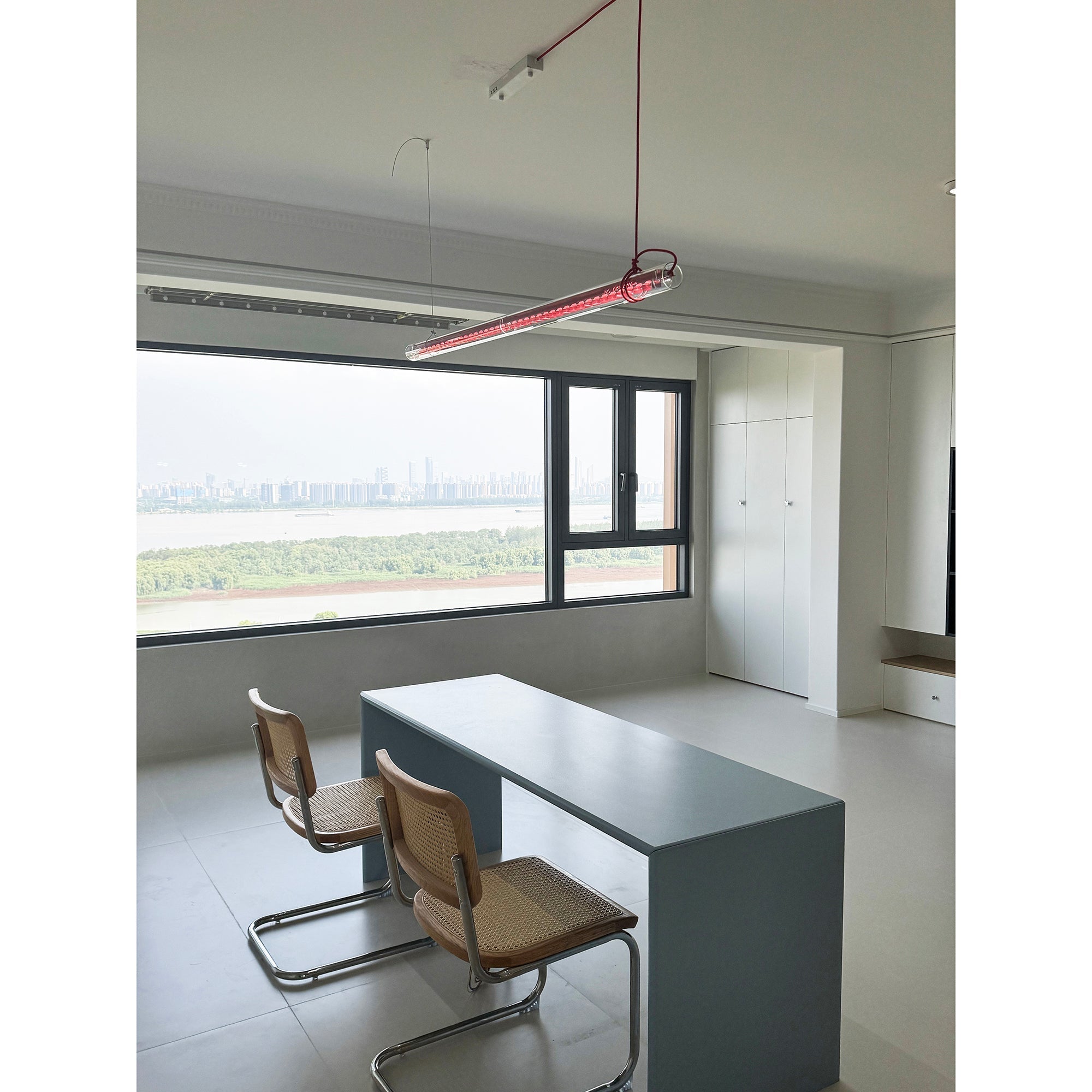Cata Modern Minimalist Linear LED Metal Glass Pendant Lamp - Lamp Copper