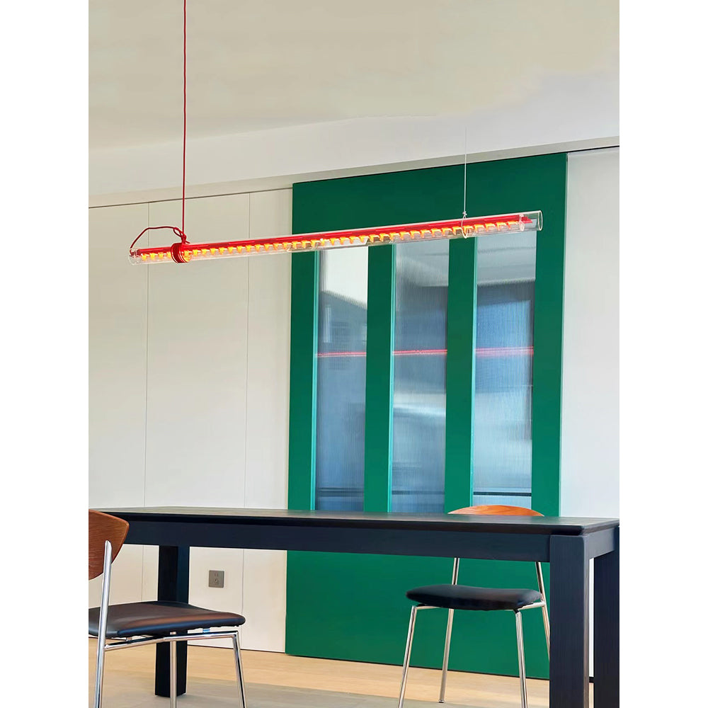 Cata Modern Minimalist Linear LED Metal Glass Pendant Lamp - Lamp Copper