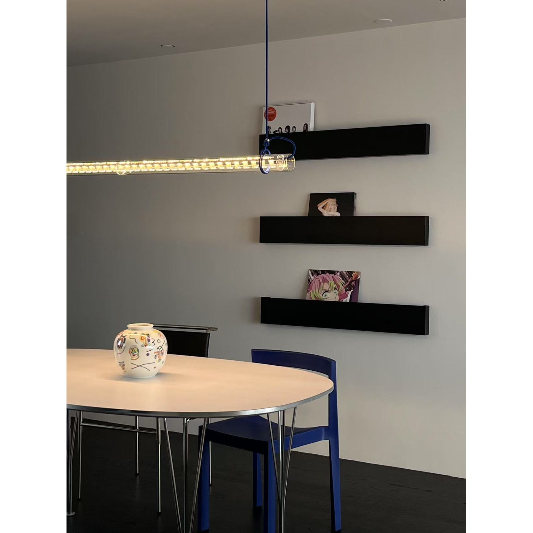 Cata Modern Minimalist Linear LED Metal Glass Pendant Lamp - Lamp Copper