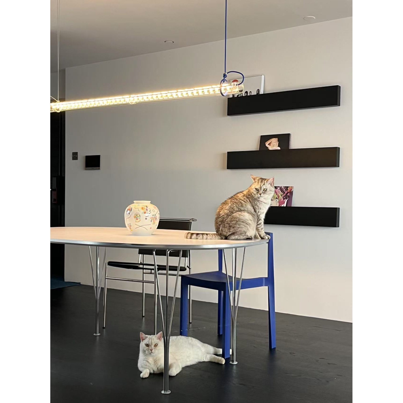Cata Modern Minimalist Linear LED Metal Glass Pendant Lamp - Lamp Copper