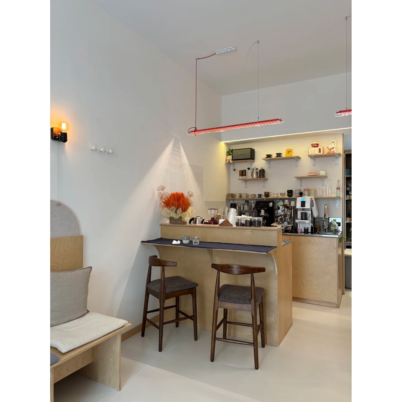 Cata Modern Minimalist Linear LED Metal Glass Pendant Lamp - Lamp Copper