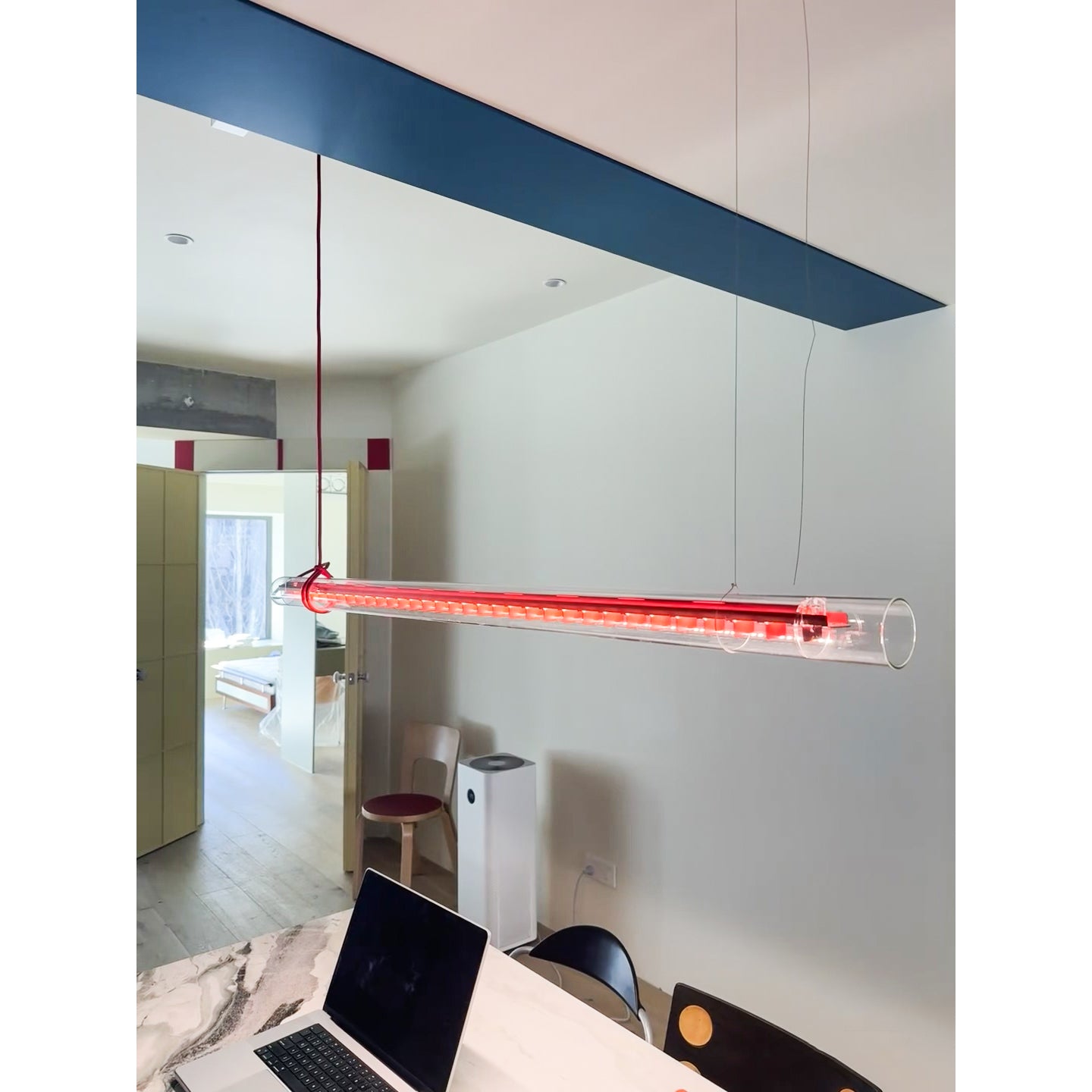 Cata Modern Minimalist Linear LED Metal Glass Pendant Lamp - Lamp Copper