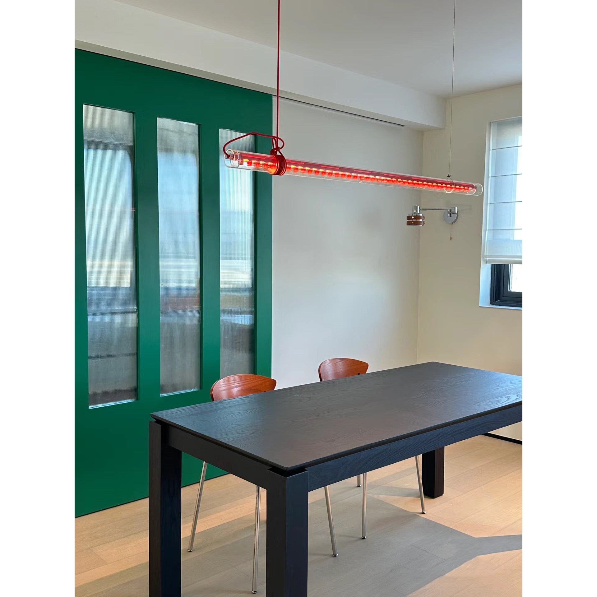 Cata Modern Minimalist Linear LED Metal Glass Pendant Lamp - Lamp Copper