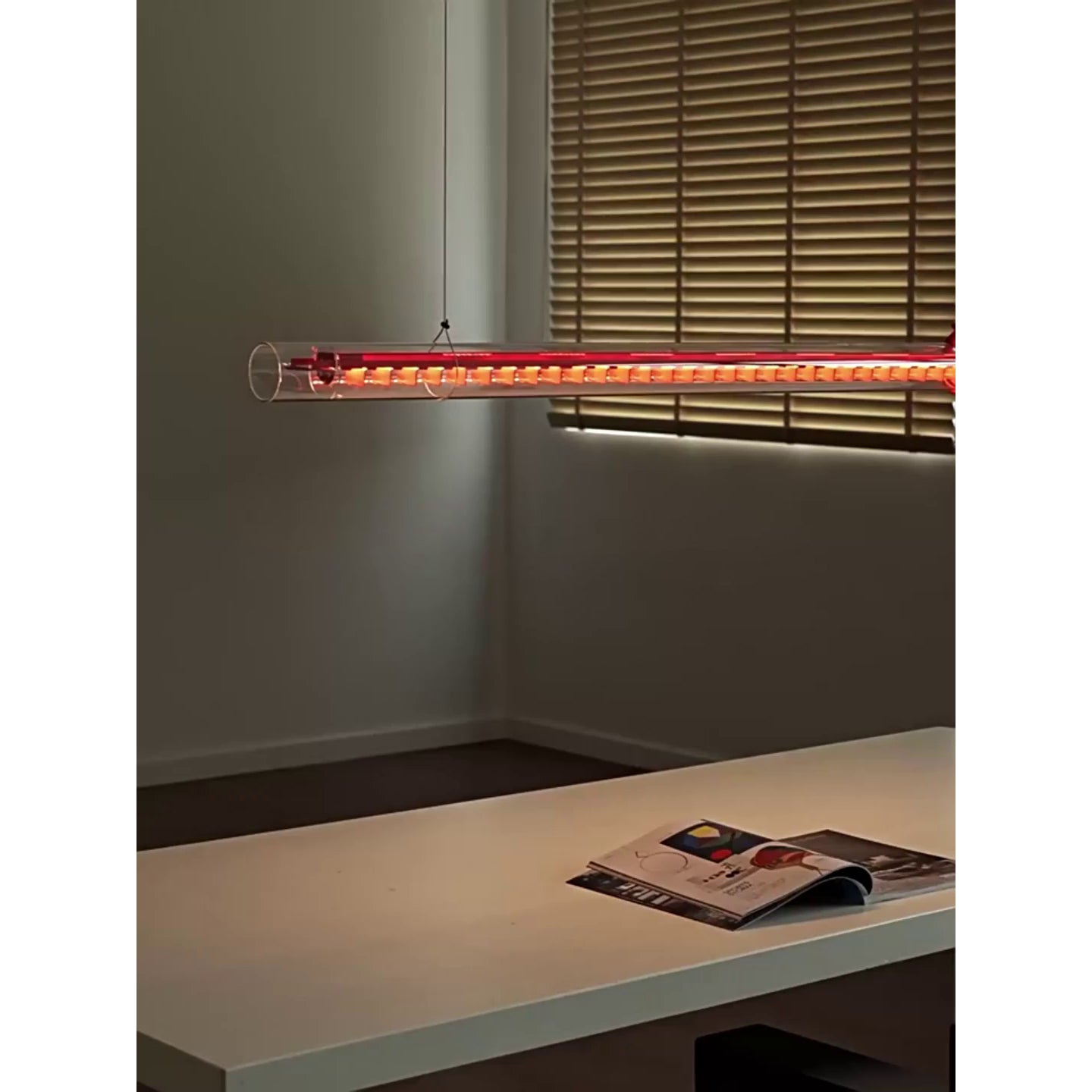 Cata Modern Minimalist Linear LED Metal Glass Pendant Lamp - Lamp Copper