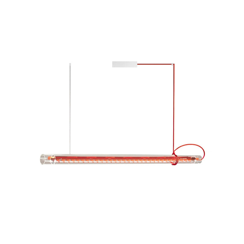 Cata Modern Minimalist Linear LED Metal Glass Pendant Lamp - Lamp Copper