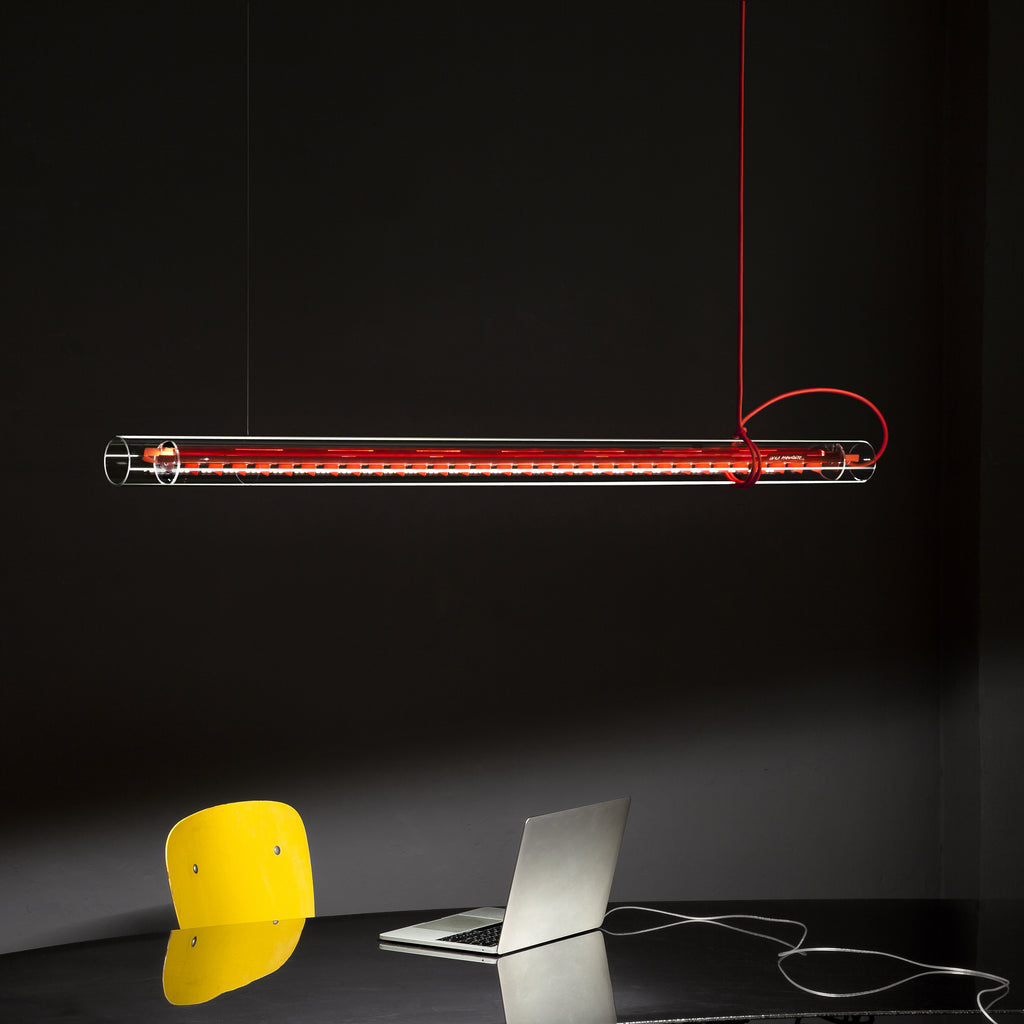Cata Modern Minimalist Linear LED Metal Glass Pendant Lamp - Lamp Copper