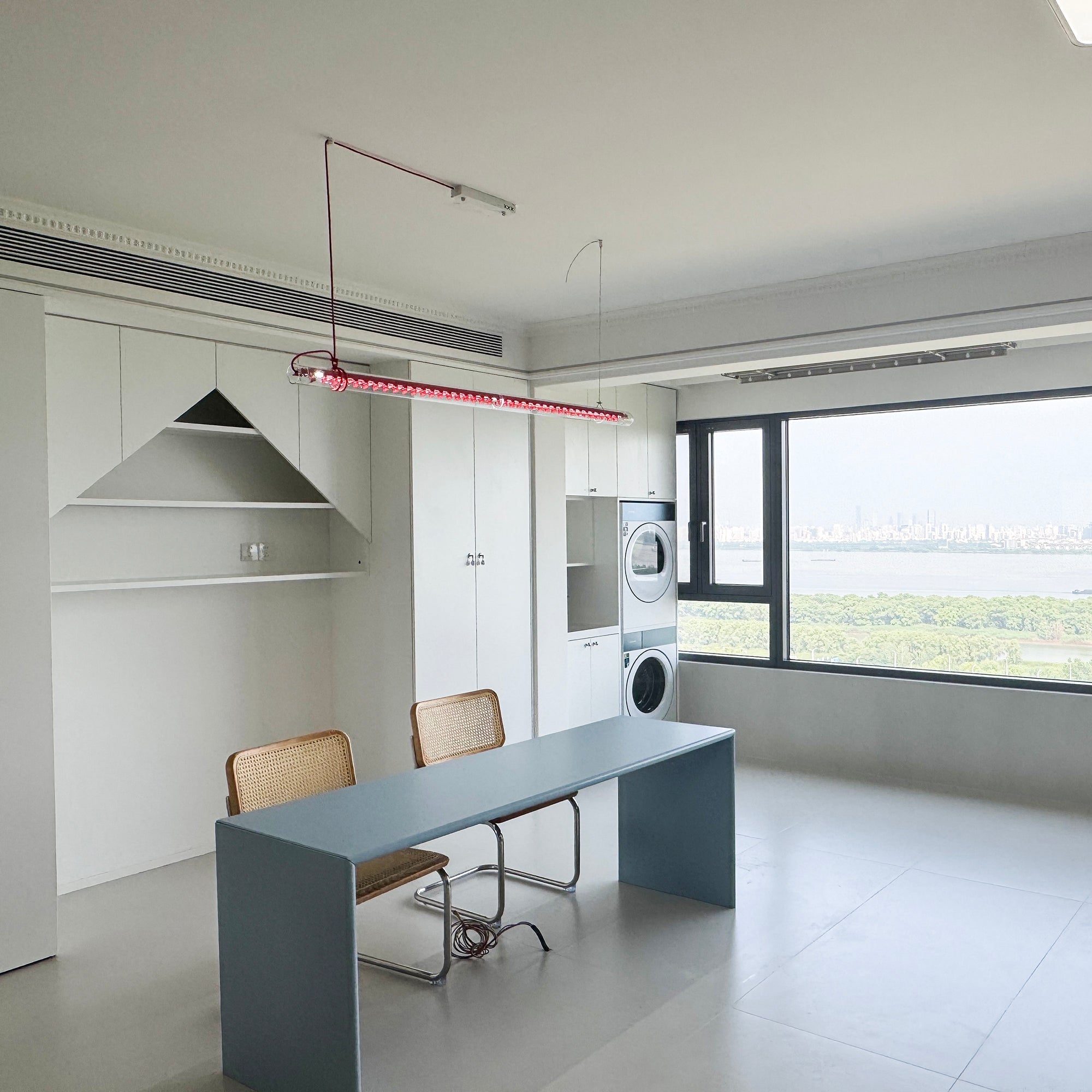 Cata Modern Minimalist Linear LED Metal Glass Pendant Lamp - Lamp Copper