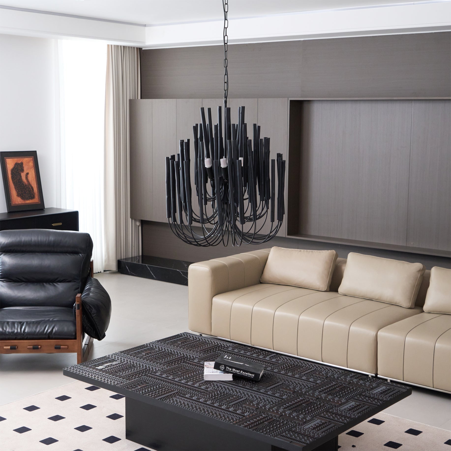 Ulshayra Postmodern Luxury Multi-Stick Wooden Metal Chandelier - Lamp Copper