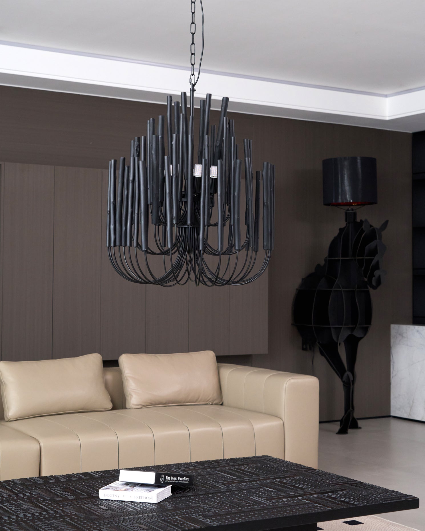 Ulshayra Postmodern Luxury Multi-Stick Wooden Metal Chandelier - Lamp Copper