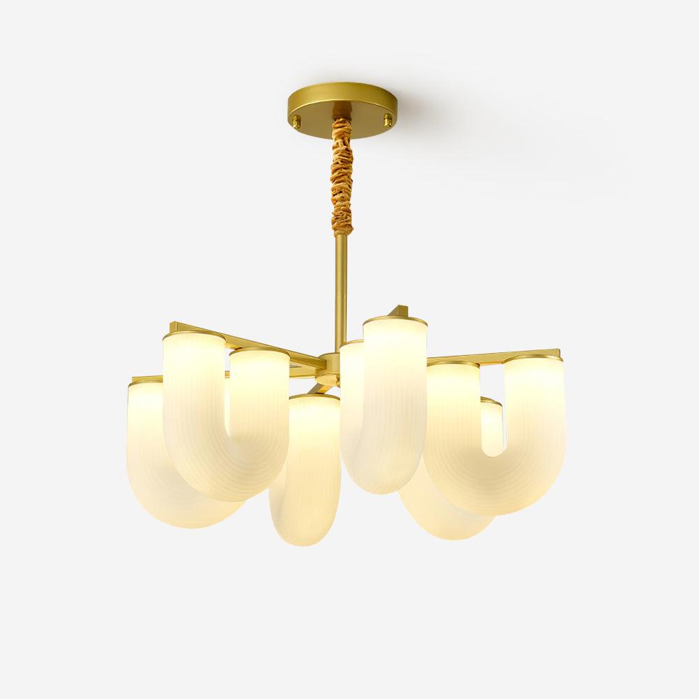 Agatha Lustre en Forme de U Verre Dépoli Tubes en U Laiton Moderne - Neutralighting