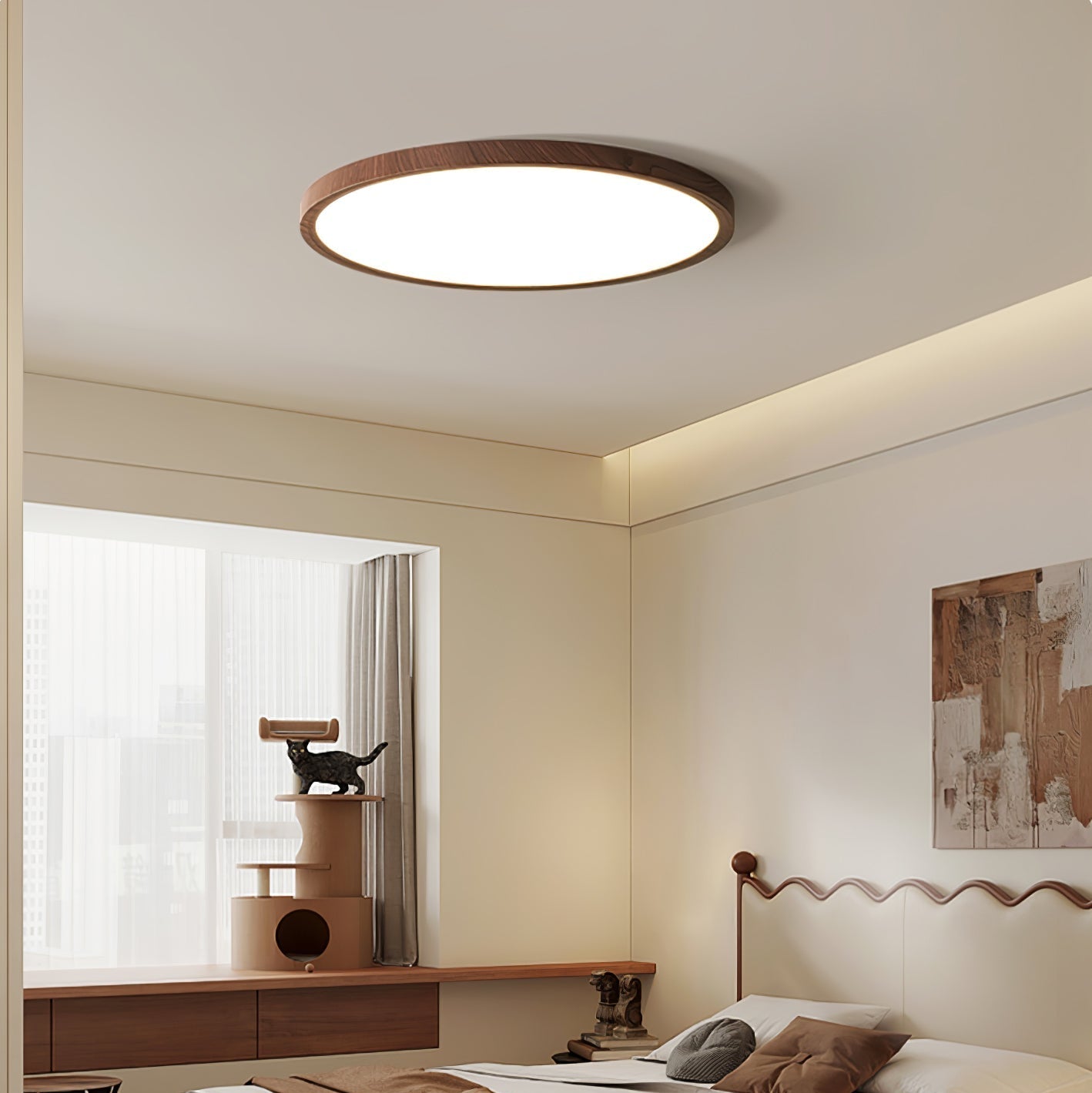 Ivera Plafonnier Rond Ultra-fin Bois
