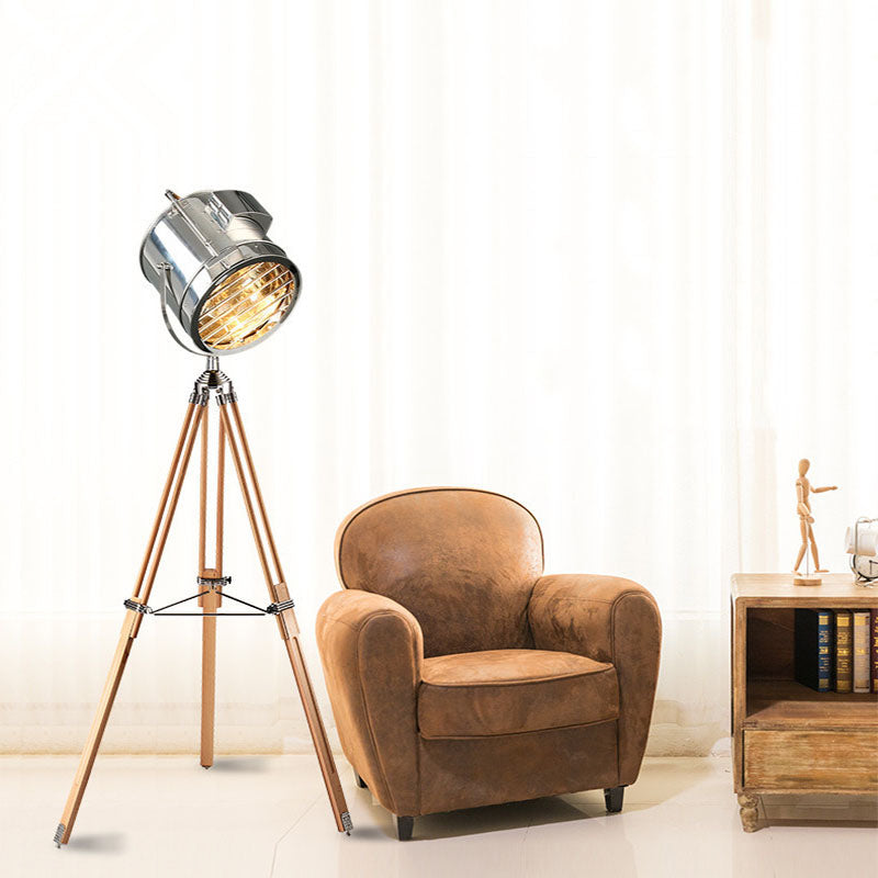 Mira Moderne Industrielle Lampadaire Trépied Rétro Métal Chromé/Bureau/Salon