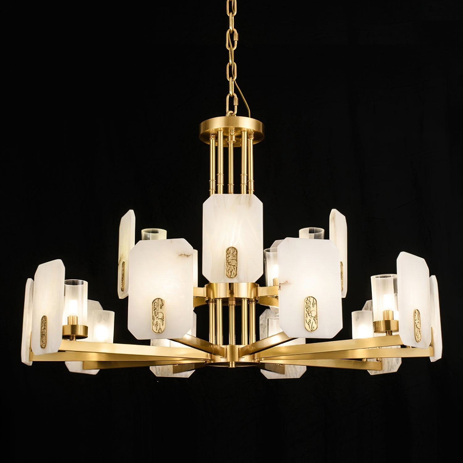 Aursorion Postmodern Luxury Brass Alabaster Chandelier - Lamp Copper