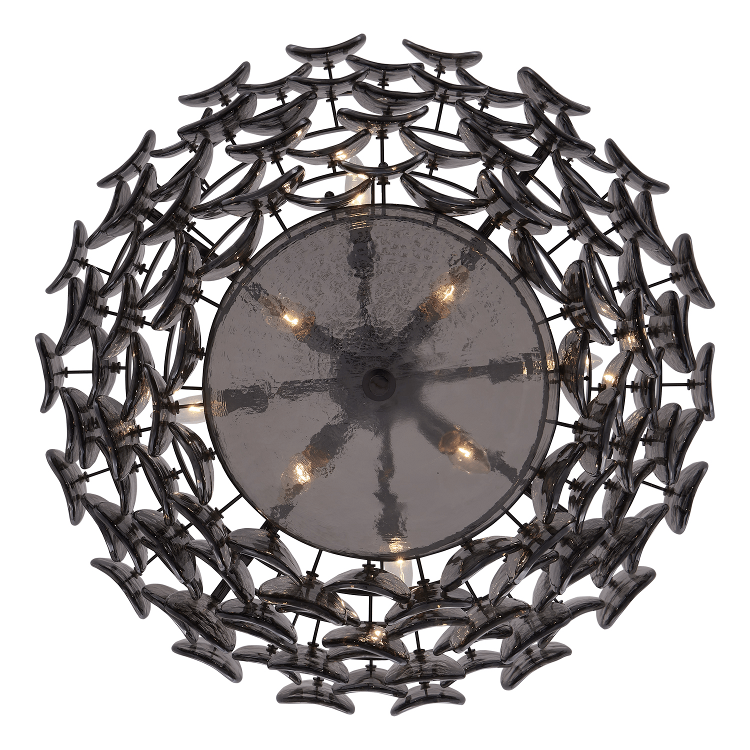 Aurora Chandelier Amber Glass Disc Fish Scale Brass - Letslighting