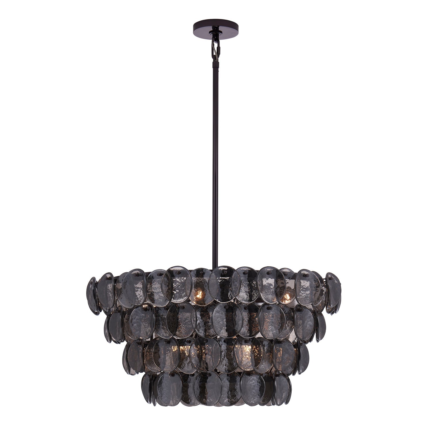 Aurora Chandelier Amber Glass Disc Fish Scale Brass - Letslighting