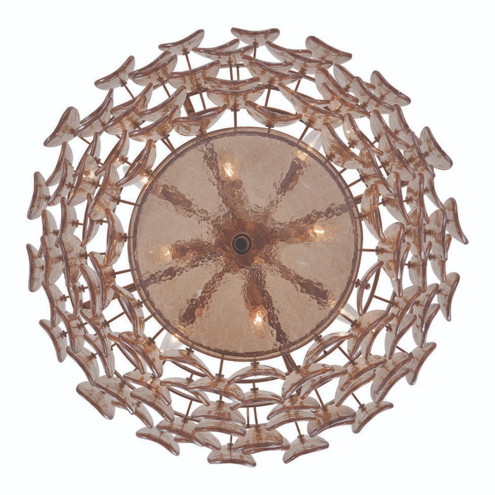 Aurora Chandelier Amber Glass Disc Fish Scale Brass - Letslighting