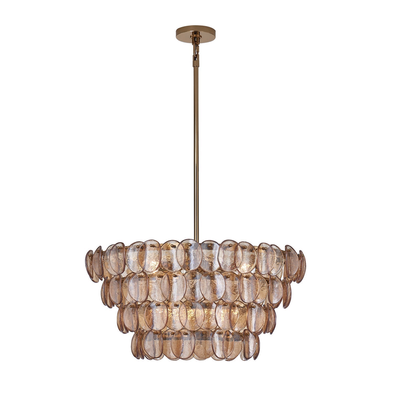 Aurora Chandelier Amber Glass Disc Fish Scale Brass - Letslighting