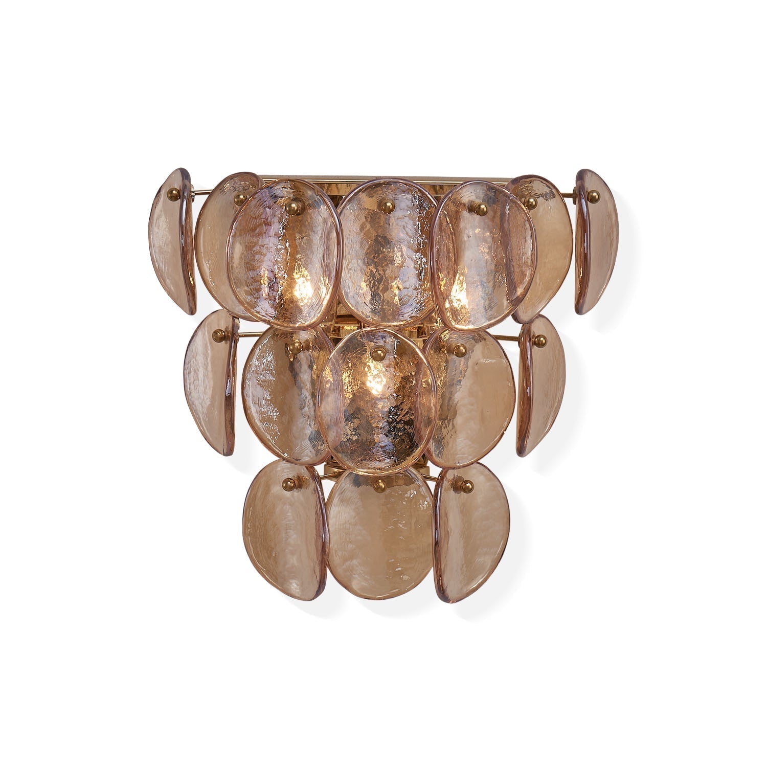 Aurora Wall Lamp Amber Glass Disc Fish Scale Brass - Letslighting