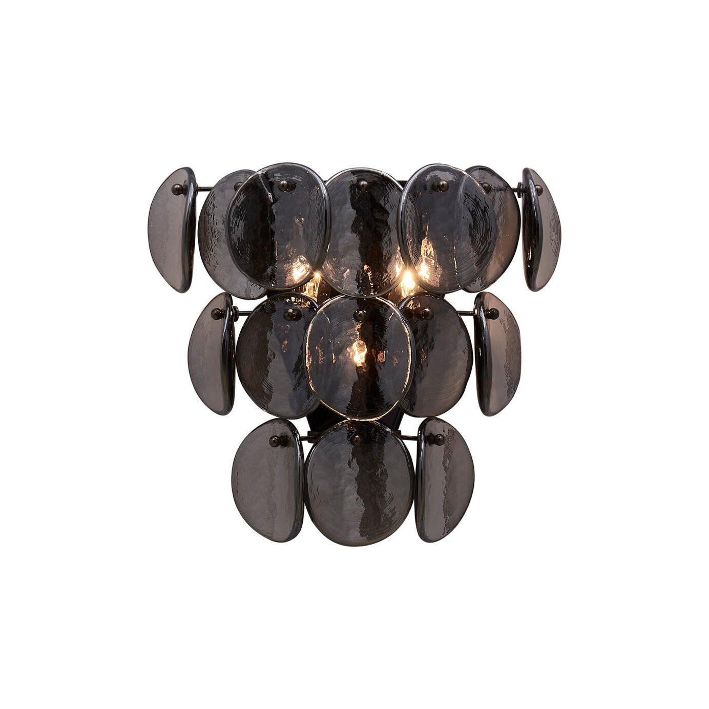Aurora Wall Lamp Amber Glass Disc Fish Scale Brass - Letslighting