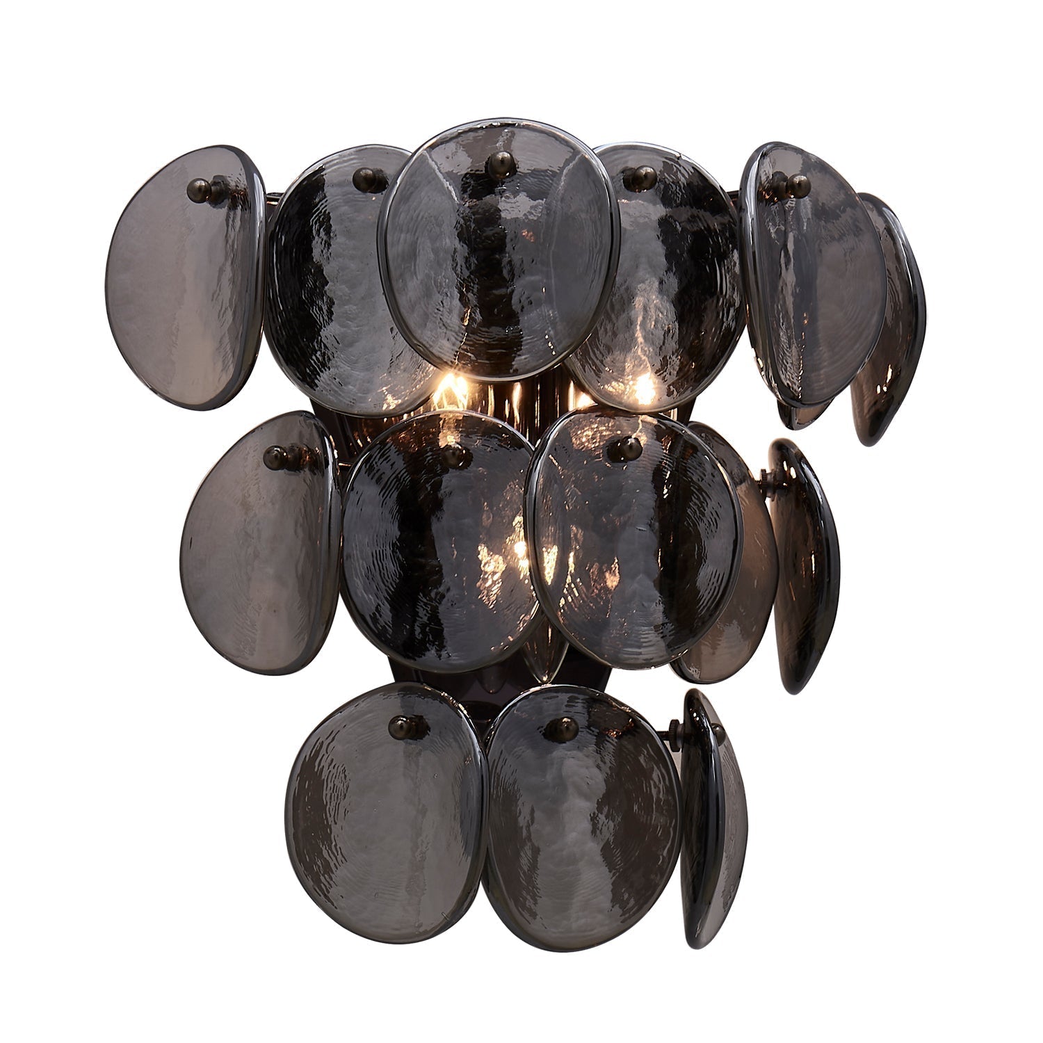 Aurora Wall Lamp Amber Glass Disc Fish Scale Brass - Letslighting