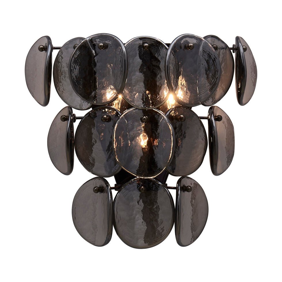 Aurora Wall Lamp Amber Glass Disc Fish Scale Brass - Letslighting