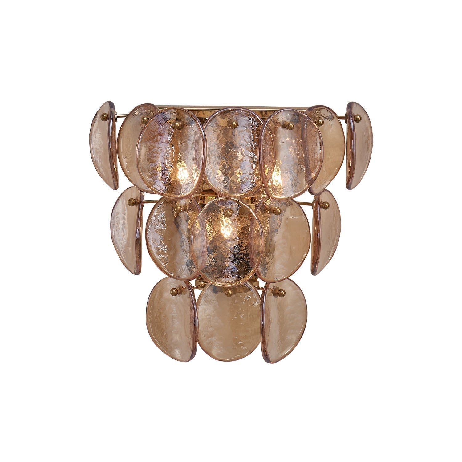 Aurora Wall Lamp Amber Glass Disc Fish Scale Brass - Letslighting