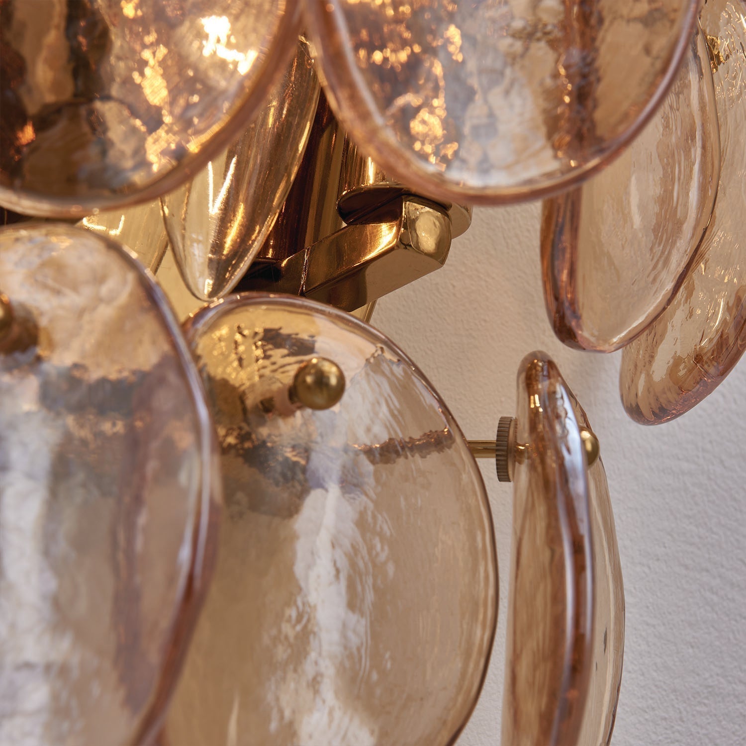 Aurora Wall Lamp Amber Glass Disc Fish Scale Brass - Letslighting