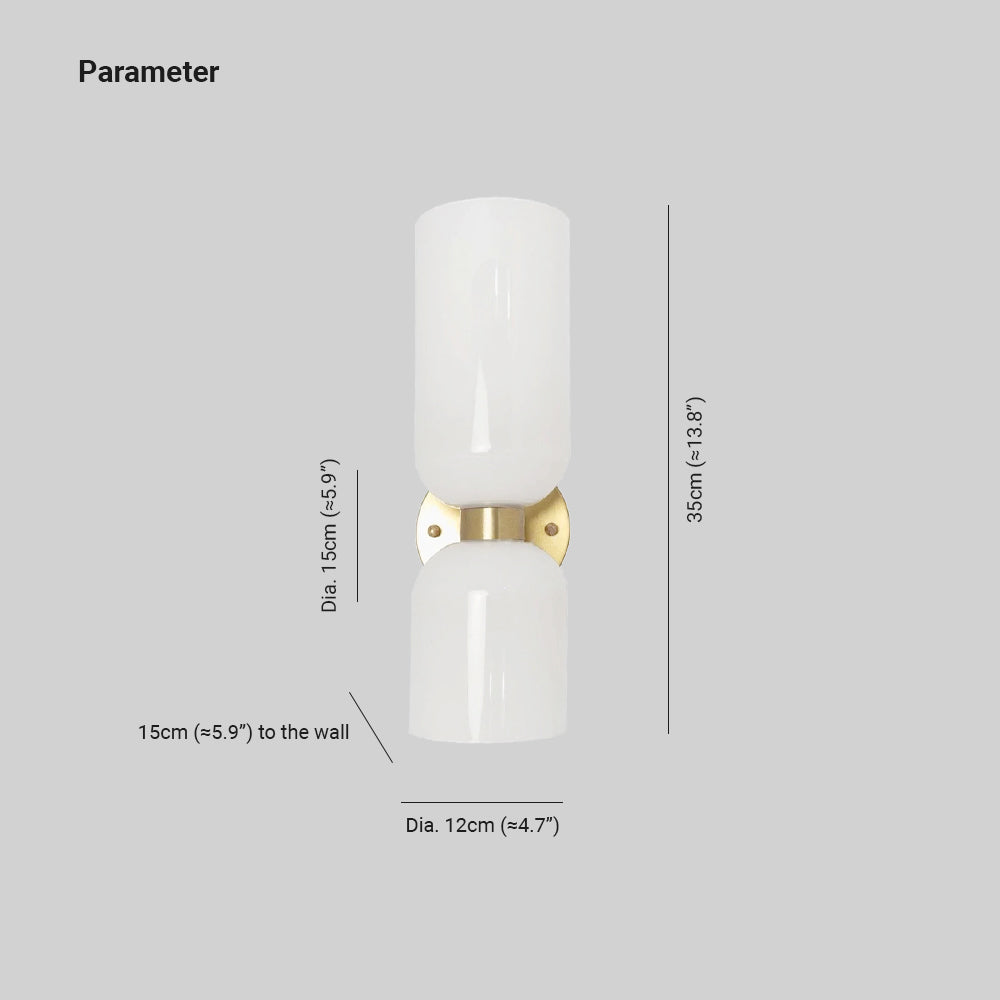 Arisha Double Tête LED Applique Blanc Bleu Métal Verre Chambre à Coucher - Neutralighting