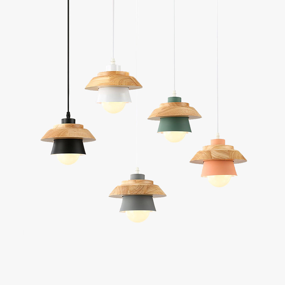 Arisha Dôme Moderne LED Suspension Métal Bois Noir Blanc Gris Salon Chambre à Coucher - Neutralighting