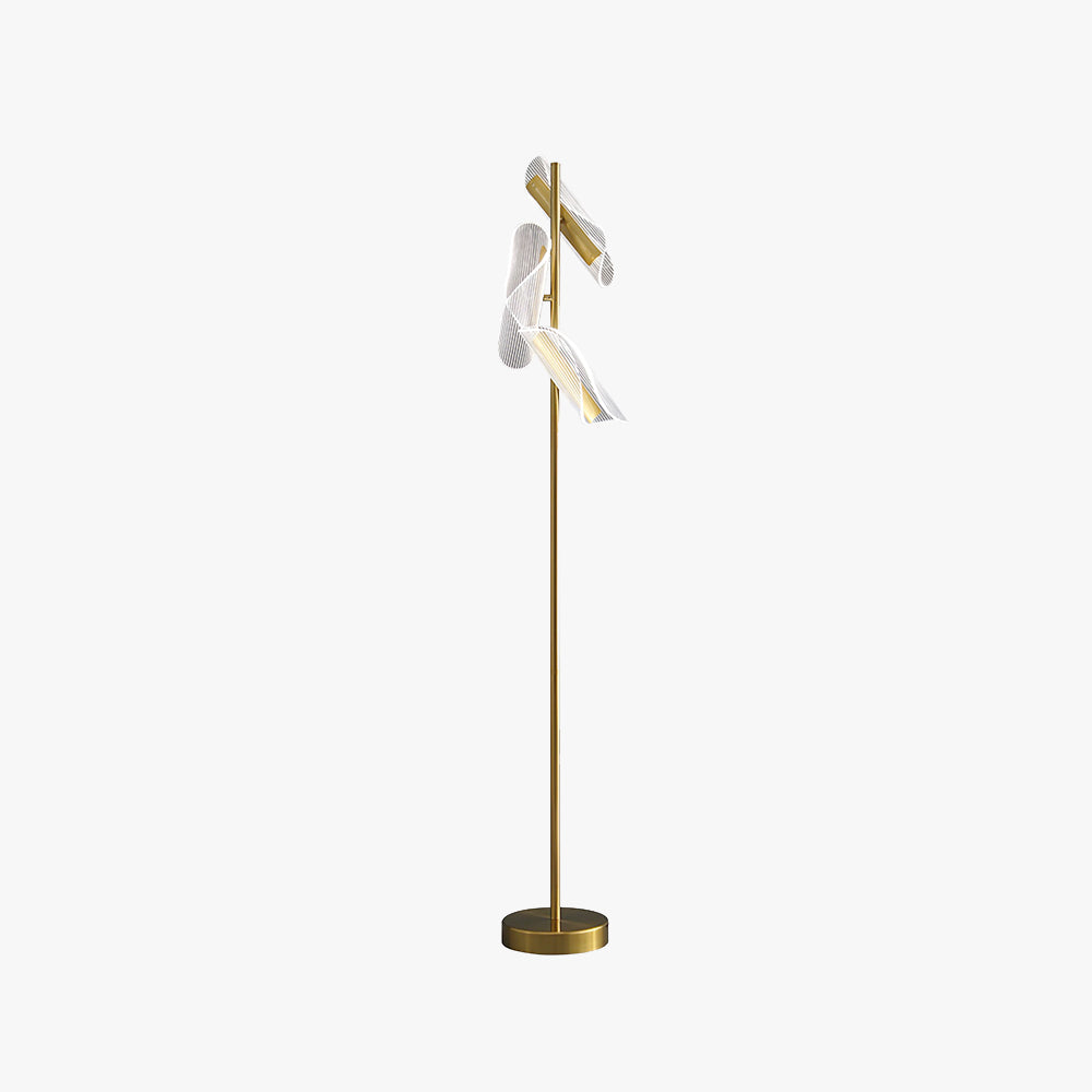 Mira Lampadaire Vague Moderne, Métal/Acrylique, Doré/Blanc, Salon