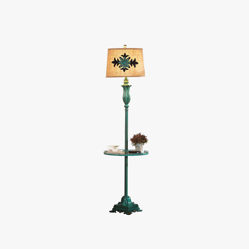 Tiffany Lampadaire Cylindre Vintage, Métal/Résine, Vert, Salon