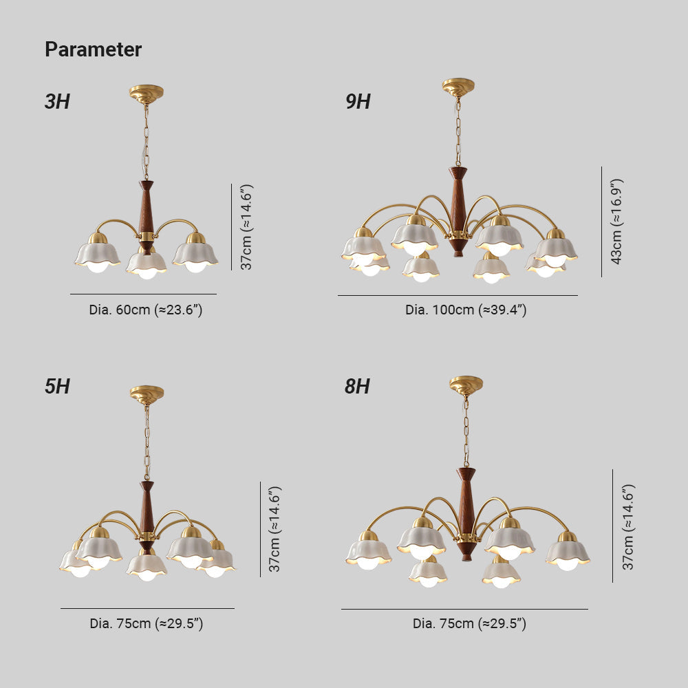 Bellin Lustres Floraux en Bois et Céramique - Neutralighting