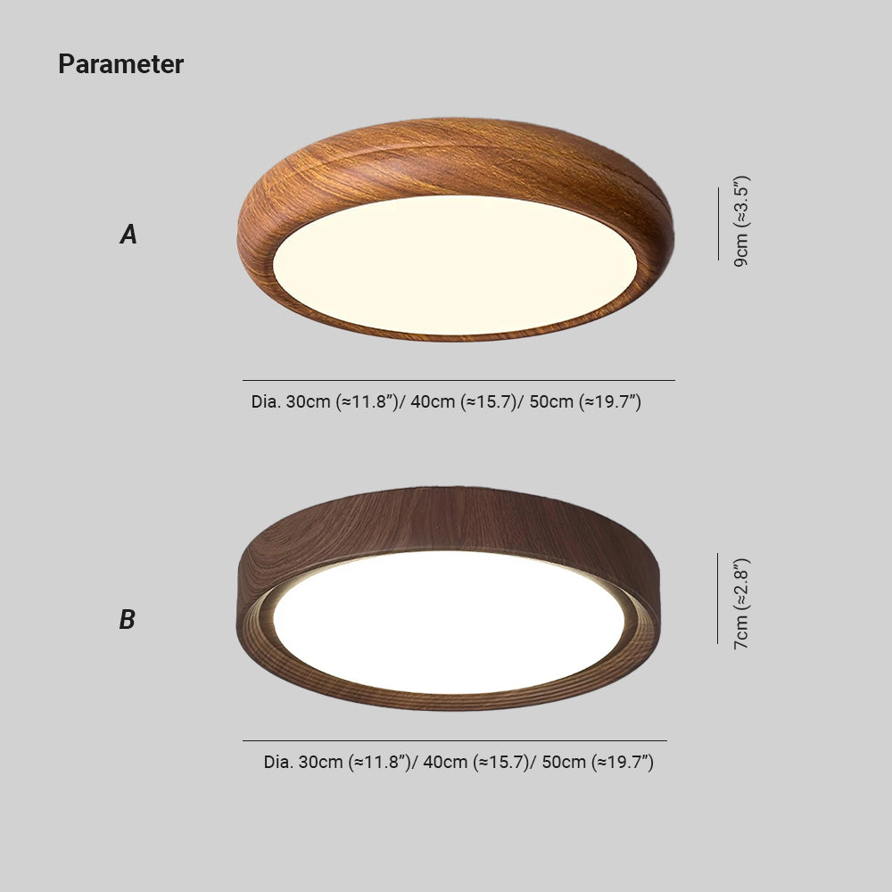 Grena Motif Bois  Plafonnier Led  Rond
