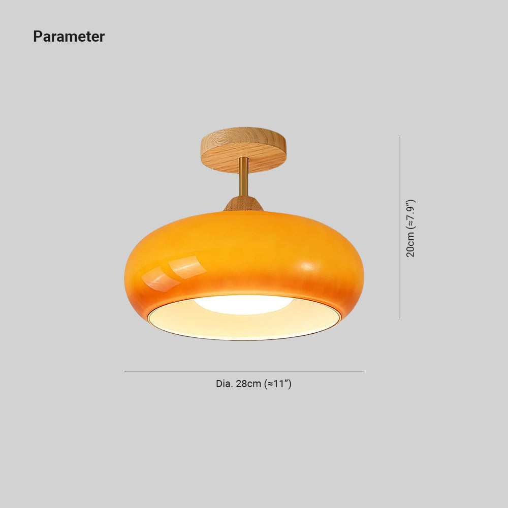 Charlotte Plafonnier Encastré en Verre, Bois, Orange & Blanc - Neutralighting