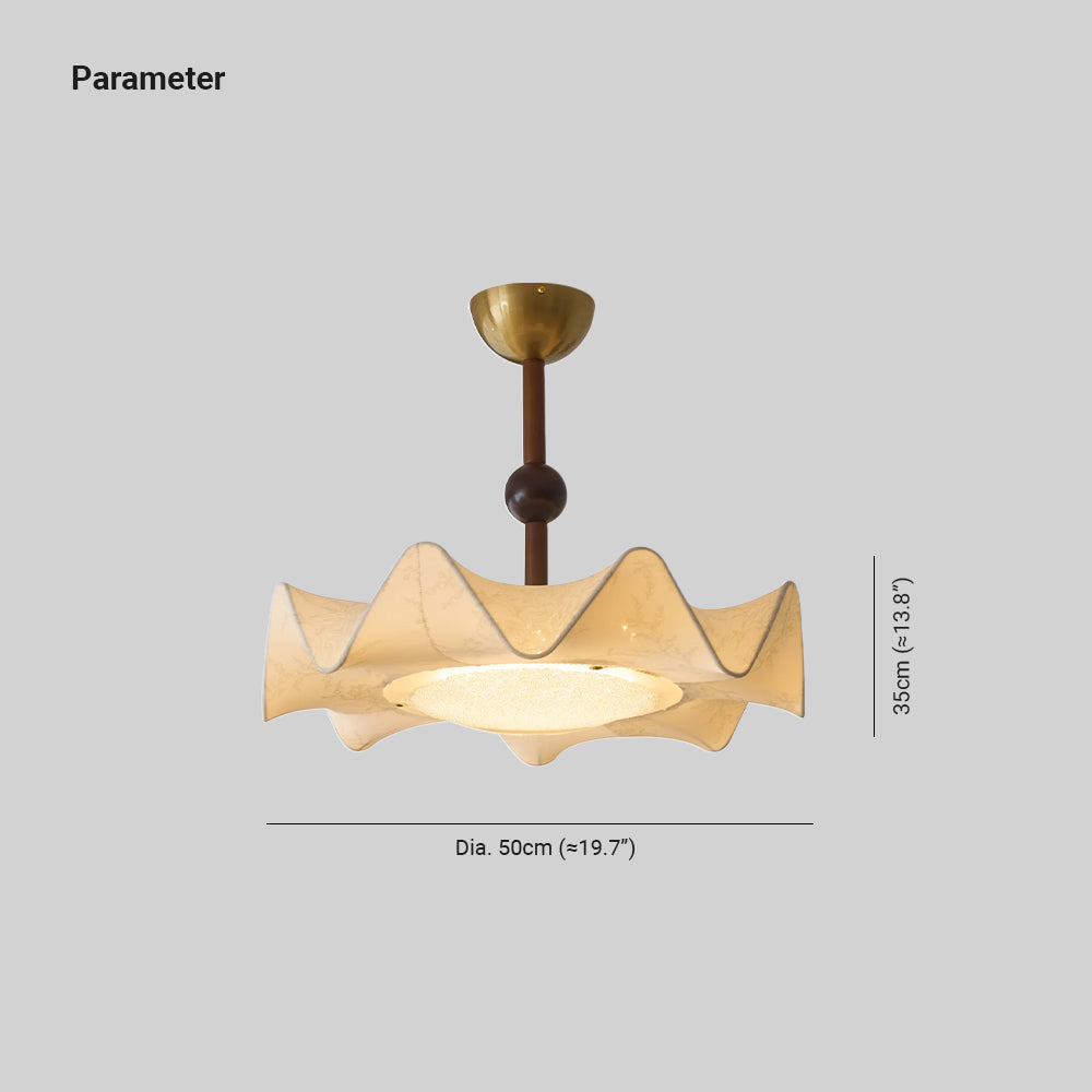 Cyrie Plafonnier en Tissu Gravé à Motif Floral et Bois - Neutralighting