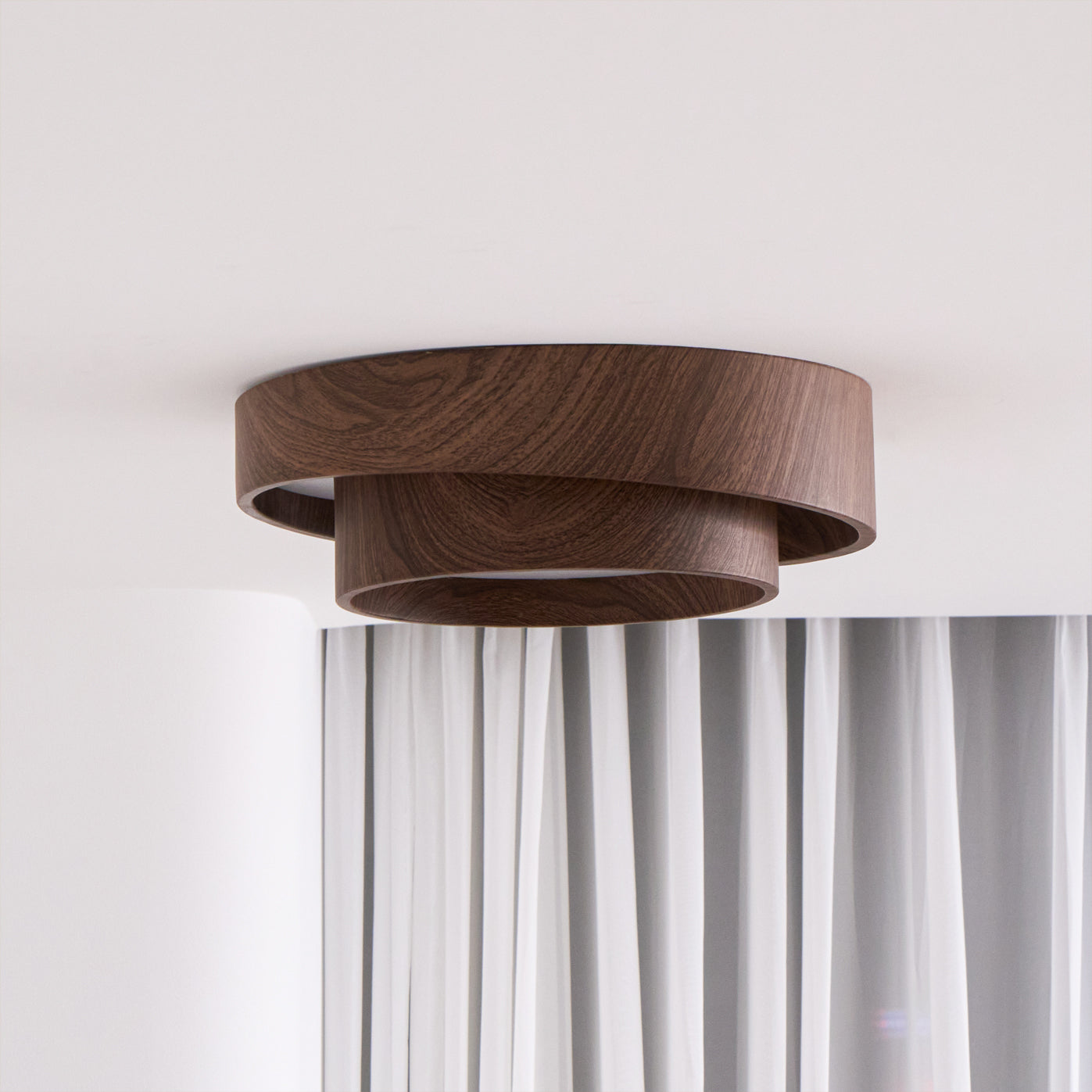 Wavin Plafonnier Double Anneaux Couleur Noyer