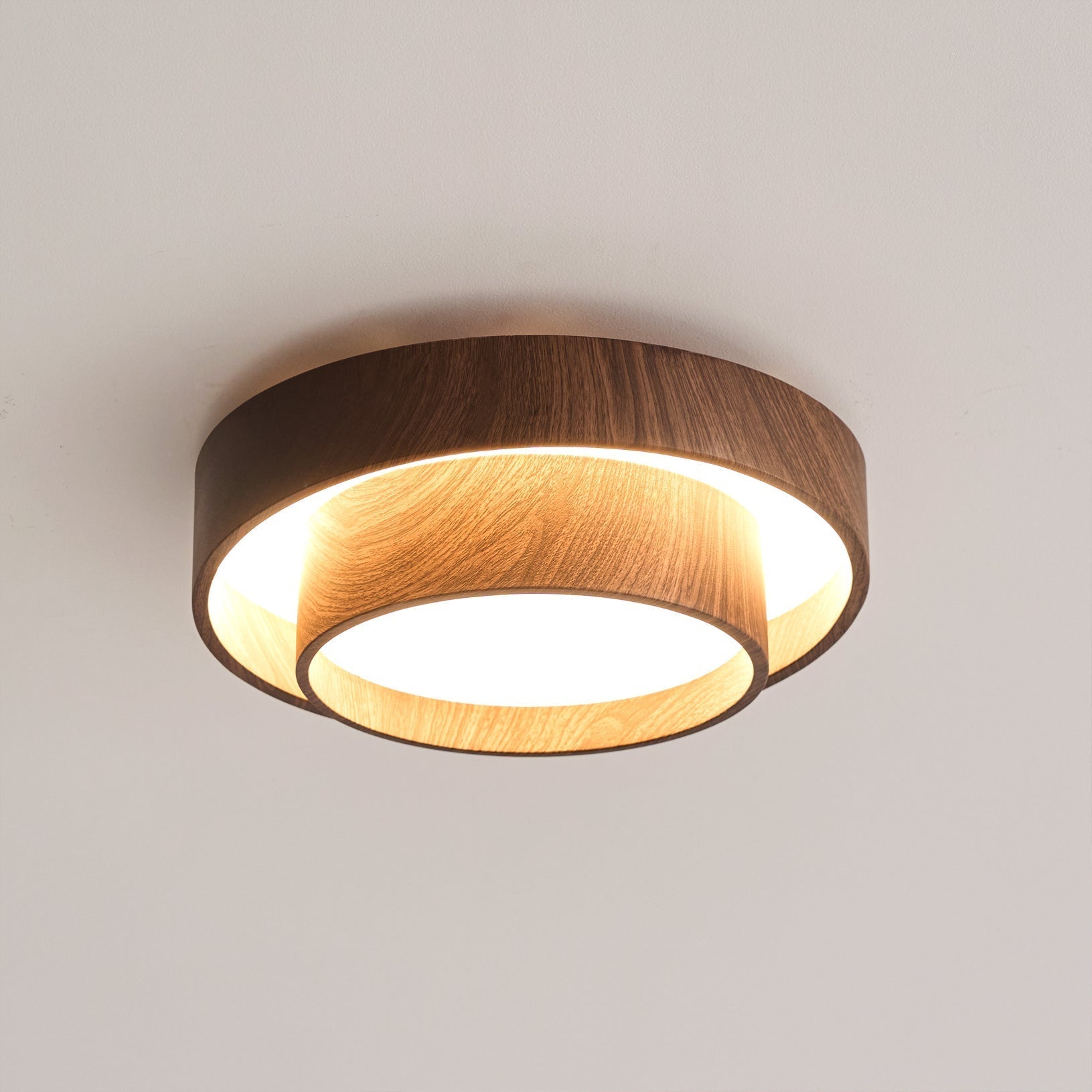 Wavin Plafonnier Double Anneaux Couleur Noyer