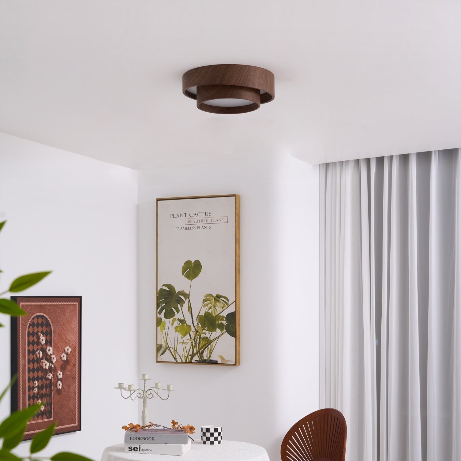 Wavin Plafonnier Double Anneaux Couleur Noyer