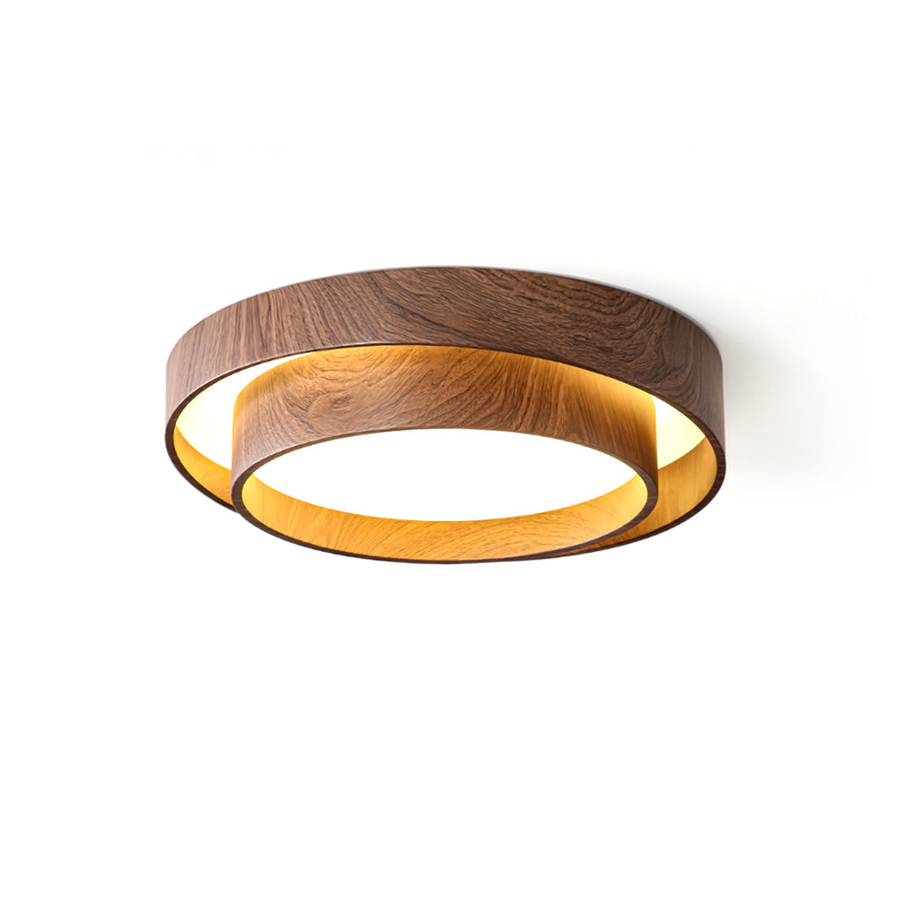 Wavin Plafonnier Double Anneaux Couleur Noyer