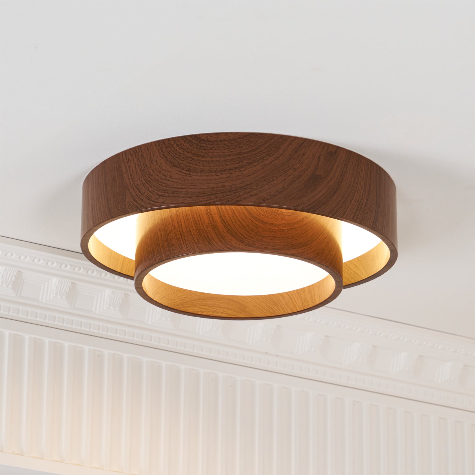 Wavin Plafonnier Double Anneaux Couleur Noyer