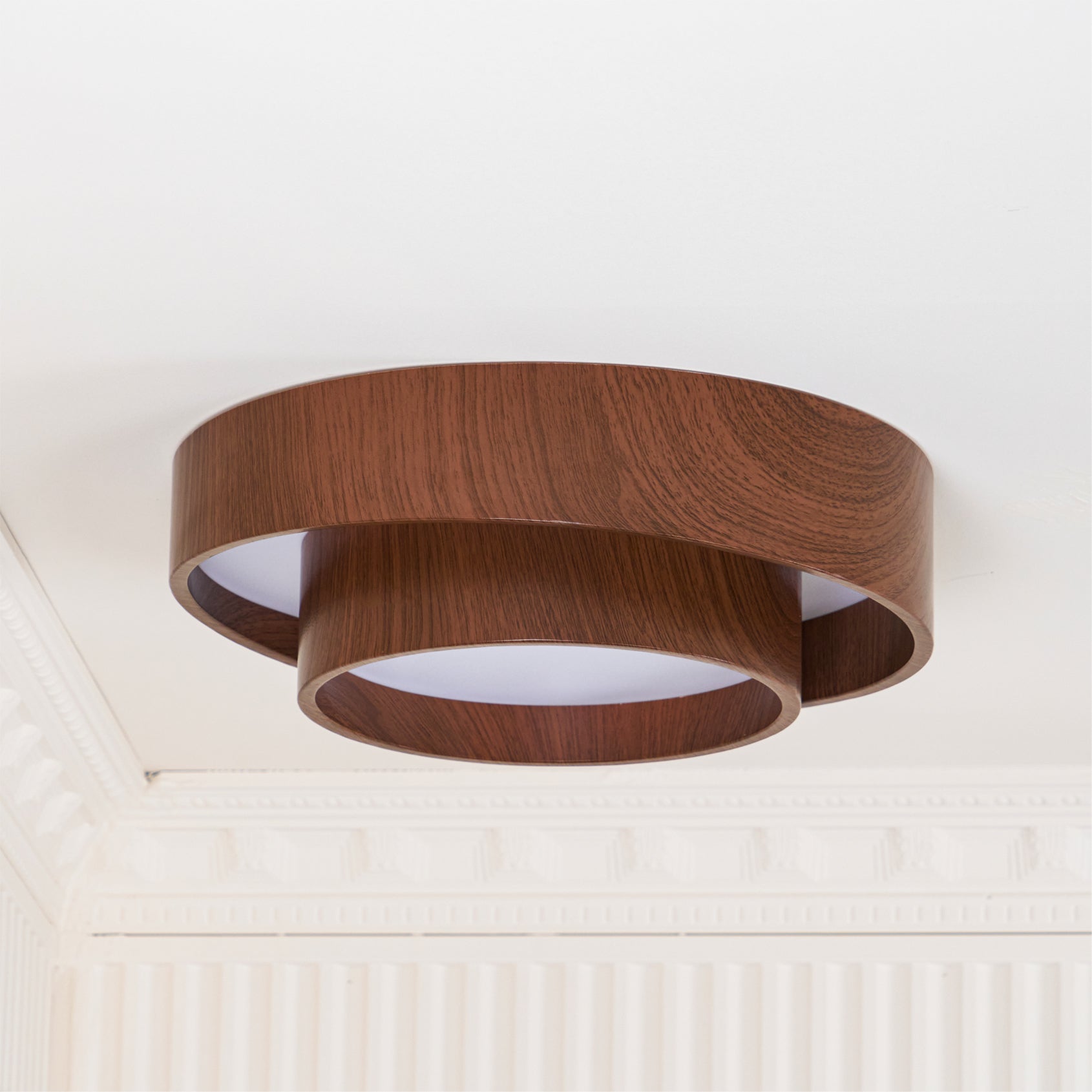 Wavin Plafonnier Double Anneaux Couleur Noyer
