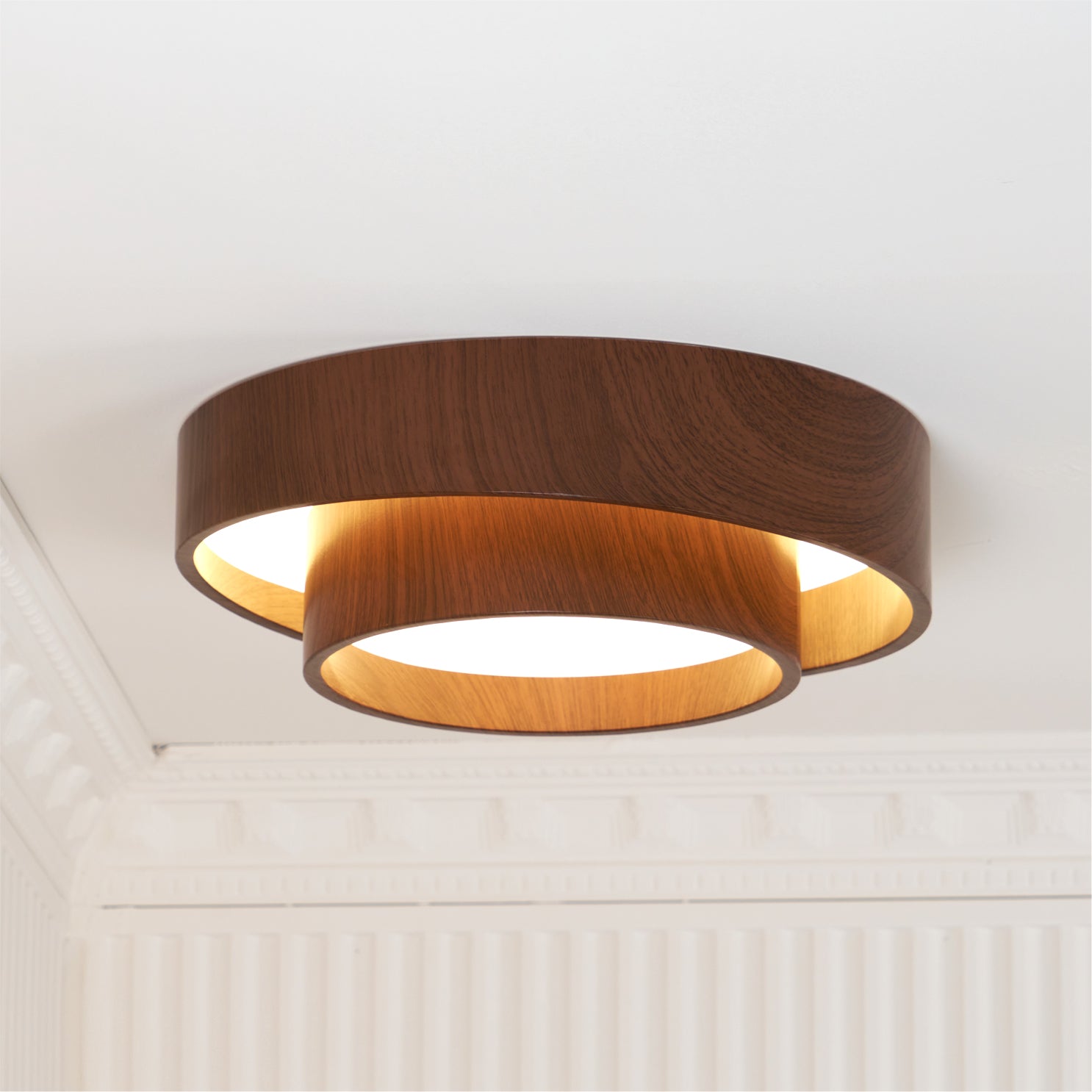 Wavin Plafonnier Double Anneaux Couleur Noyer