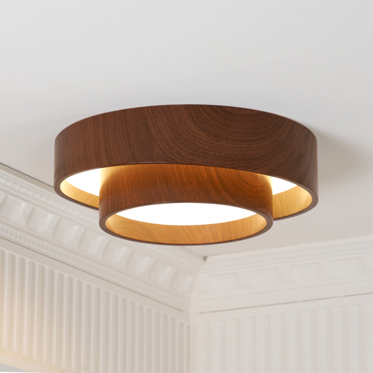 Wavin Plafonnier Double Anneaux Couleur Noyer