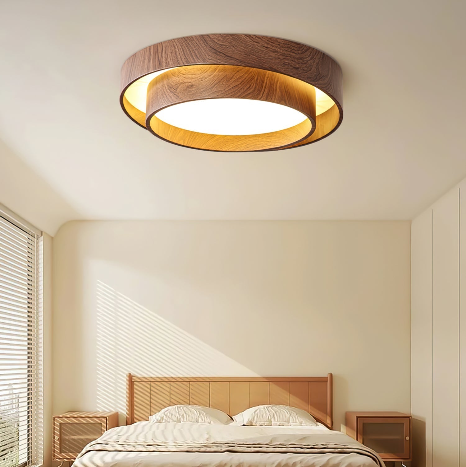 Wavin Plafonnier Double Anneaux Couleur Noyer
