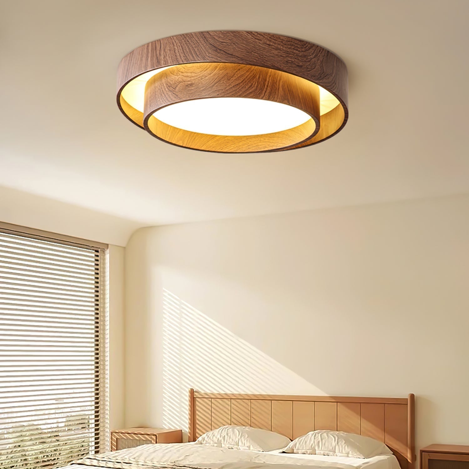 Wavin Plafonnier Double Anneaux Couleur Noyer